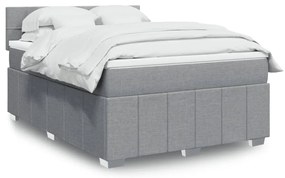vidaXL Cama com molas/colchão 160x200 cm tecido cinzento-claro