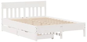 Cama sem colchão 160x200 cm madeira de pinho maciça branco