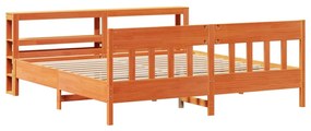 Cama sem colchão 180x200 cm pinho maciço castanho-mel