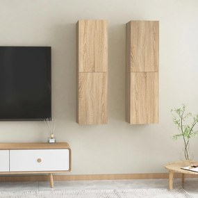 803369 vidaXL Móveis de TV 2 pcs 30,5x30x110 cm contraplacado carvalho sonoma