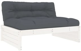 4pcs conjunto lounge jardim c/ almofadões madeira maciça branco