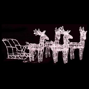 vidaXL Decoração de Natal renas/trenó 280x28x55 cm acrílico