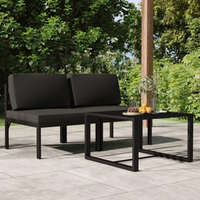 vidaXL 3 pcs conjunto lounge jardim com almofadões alumínio antracite