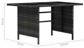 Conjunto lounge de jardim c/ almofadões 4 pcs vime PE cinzento