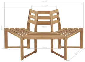 Banco para árvore semi-hexagonal 160 cm madeira acácia maciça