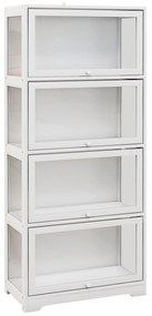 Vitrine Colecionador de 4 Níveis Vitrine Sala de Estar com Portas Abatíveis de Acrílico Anti-Tombo 59x30x139 cm Branco