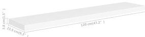 Prateleiras de parede suspensas 4 pcs 120x23,5x3,8cm MDF branco