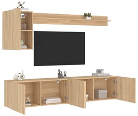vidaXL 5 pcs móveis de parede p/ TV derivados madeira carvalho sonoma