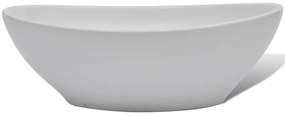 Lavatório com torneira misturadora cerâmica oval branco
