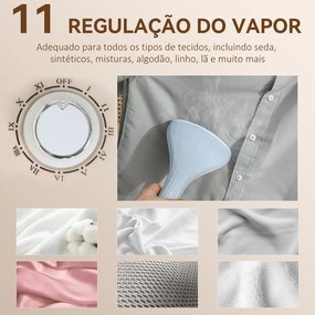 Ferro de Engomar a Vapor 1800W Temperatura Ajustável 11 Níveis Depósito de 2 L Aquecimento em 38s 35x25x47-118,5 cm Amarelo