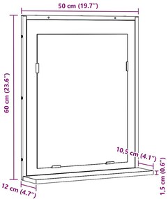 Espelho de Banheiro vidaXL Madeira Velha 50x12x60 cm Madeira Ingeneriz