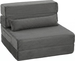 HOMCOM Cadeira de Chão com Encosto, Sofá-cama Dobrável em Cotelê Boneless Cloud com Estofamento Acolchoado, Cinza Escuro | Aosom Portugal