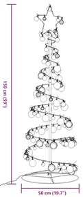 Árvore de Natal LED com Baubles 100 LEDs Branco Quente 150 cm