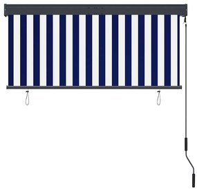 Estore de rolo para exterior 140x250 cm azul e branco