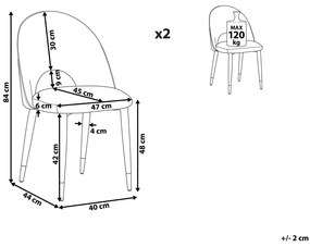 Conjunto de 2 cadeiras de jantar em veludo preto MAGALIA Beliani