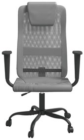 Cadeira de escritório tecido de malha e couro artificial cinza