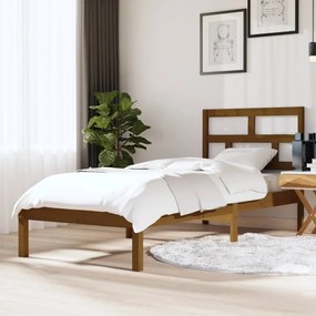 vidaXL Estrutura cama pequena solteiro 75x190 cm madeira castanho mel