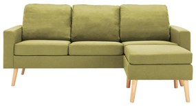 Sofá Ginger Chaise Longue -  Cor Verde - De 3 Lugares - Tecido Suave a