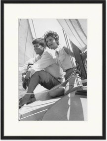Impressão digital emoldurada John & Jackie Kennedy Sailing
