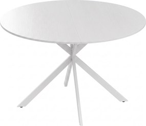 HOMCOM Mesa de Jantar Redonda Estilo Industrial com Pernas Cruzadas em Aço, Ø120x75 cm, Branco | Aosom Portugal