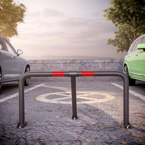 Barreira para estacionamento em arco com faixas refletoras 80 x 47 x 44 cm Cinzento Moderno