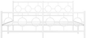 Estrutura de cama com cabeceira e pés 183x213 cm metal branco