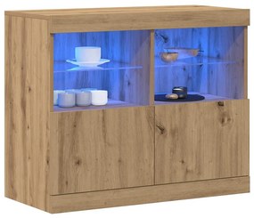Buffet com Luzes LED Carvalho Artesanal 81x37x67 cm