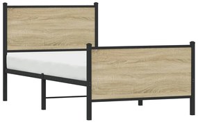 Estrutura de cama sem colchão 80x200 cm metal carvalho sonoma