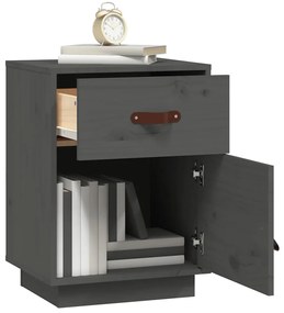 Mesas de cabeceira 2 pcs 40x34x55 cm pinho maciço cinza