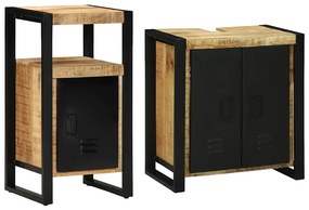 Conjunto de Móveis para Banheiro 2 pcs Madeira de manga rústica
