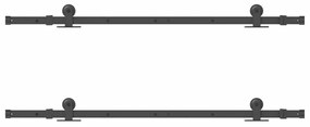 Kit de ferragens para porta deslizante 305 cm aço preto