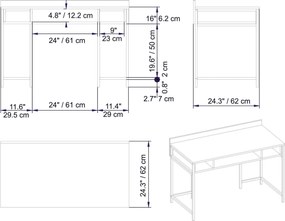 Secretária de Estudo Alma – Branco Antracite – 120x60x74.8 cm