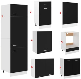 7 pcs conjunto armários de cozinha derivados de madeira preto