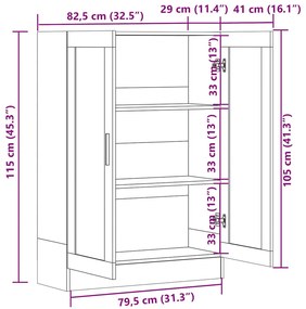 Vitrine 82,5x30,5x115 cm derivados de madeira carvalho fumado