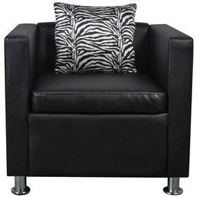 Conjunto sofás de 2 e 3 lugares + poltrona couro artific. preto