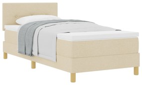 Cama Box Spring com Colchão Creme 90x190 cm Tecido