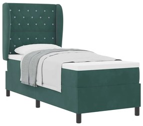 Cama Box com Colchão Verde Escuro 80 x 200 cm em Veludo