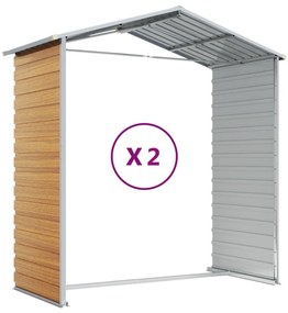 Abrigo de jardim 191x215x198 cm aço galvanizado castanho-claro