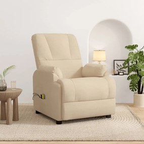 vidaXL Poltrona de massagens elevatória camurça artificial cor creme