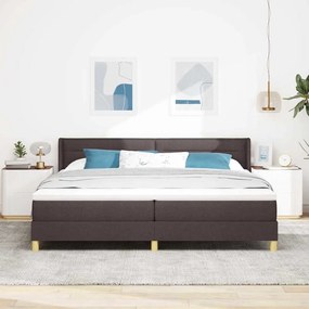 Cama Box Marrom Escuro e Branco 200 x 200 cm Tecido