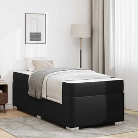 vidaXL Estrutura da Cama com colchão Preto 90 x 200 cm tecido