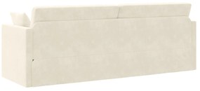 Sofá Cama de Chão 2 em 1 Creme 213x144x60 cm Veludo