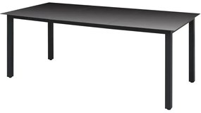 7 pcs conjunto de jantar p/ jardim c/ almofadões vime PE preto
