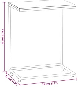 Mesa de apoio c/ rodas 55x35x70 cm derivados de madeira branca