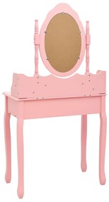 Conj. toucador com banco 75x69x140 cm madeira paulownia rosa
