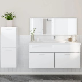 vidaXL 3pcs conj. móveis casa banho derivados madeira branco brilhante