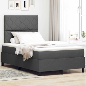 vidaXL Cama Box com Colchão e Luz LED, Cinza Escuro, 120 x 190 cm, Tecido