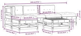 6 pcs conjunto lounge jardim c/ almofadões madeira maciça