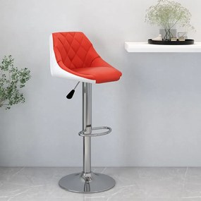 vidaXL Banco de bar couro artificial vermelho e branco