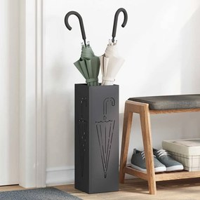 vidaXL Suporte para Guarda-chuva Preto Aço Médio